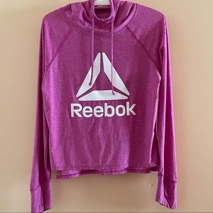 Reebok athletic wear neon purple thin hoodie with thumb holes
